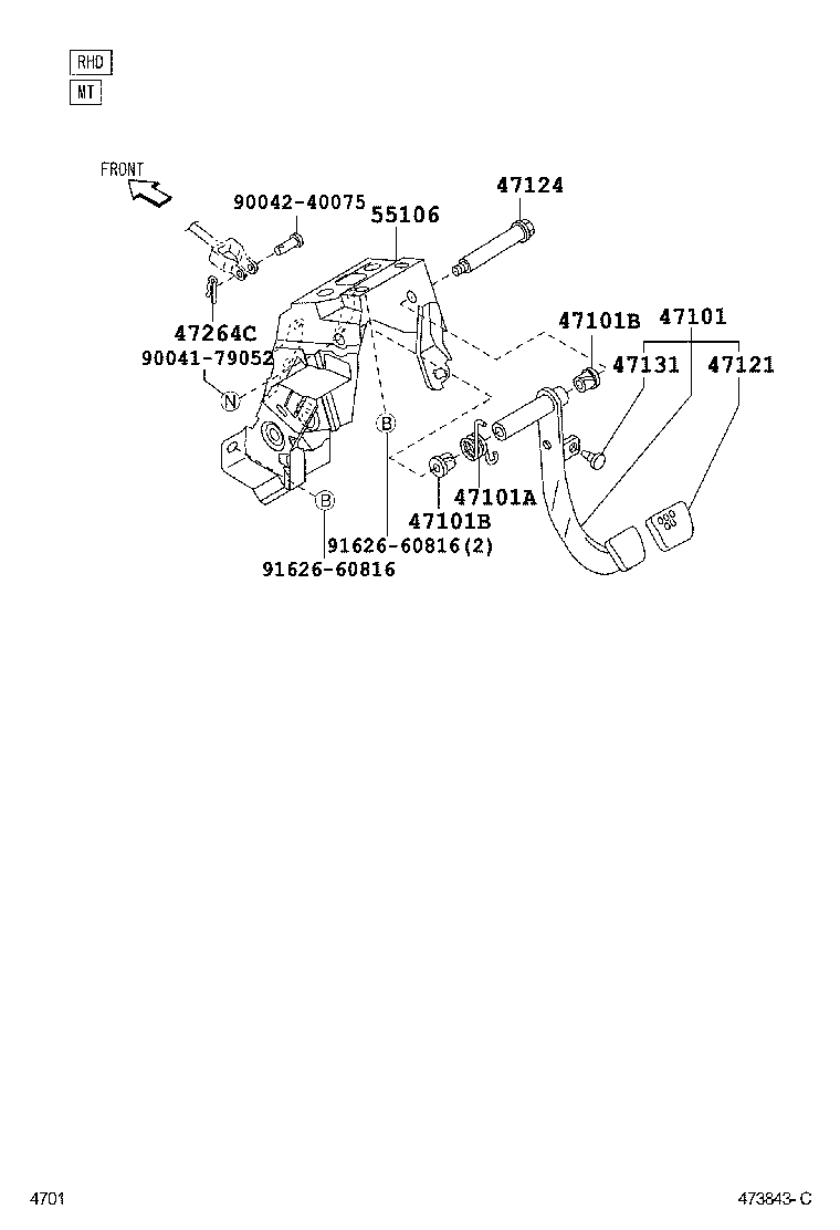 Toyota 47124-B0010 SHAFT, BRAKE PEDAL