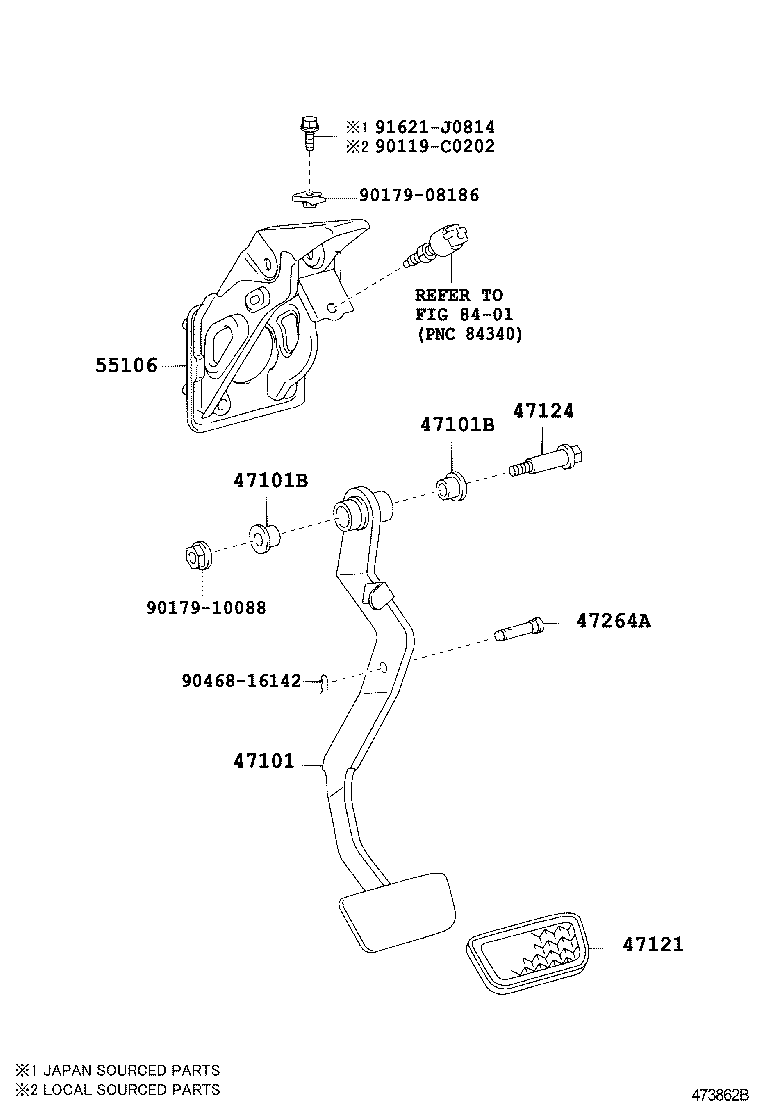55106-02110 SUPPORT SUB-ASSY, BRAKE PEDAL product image