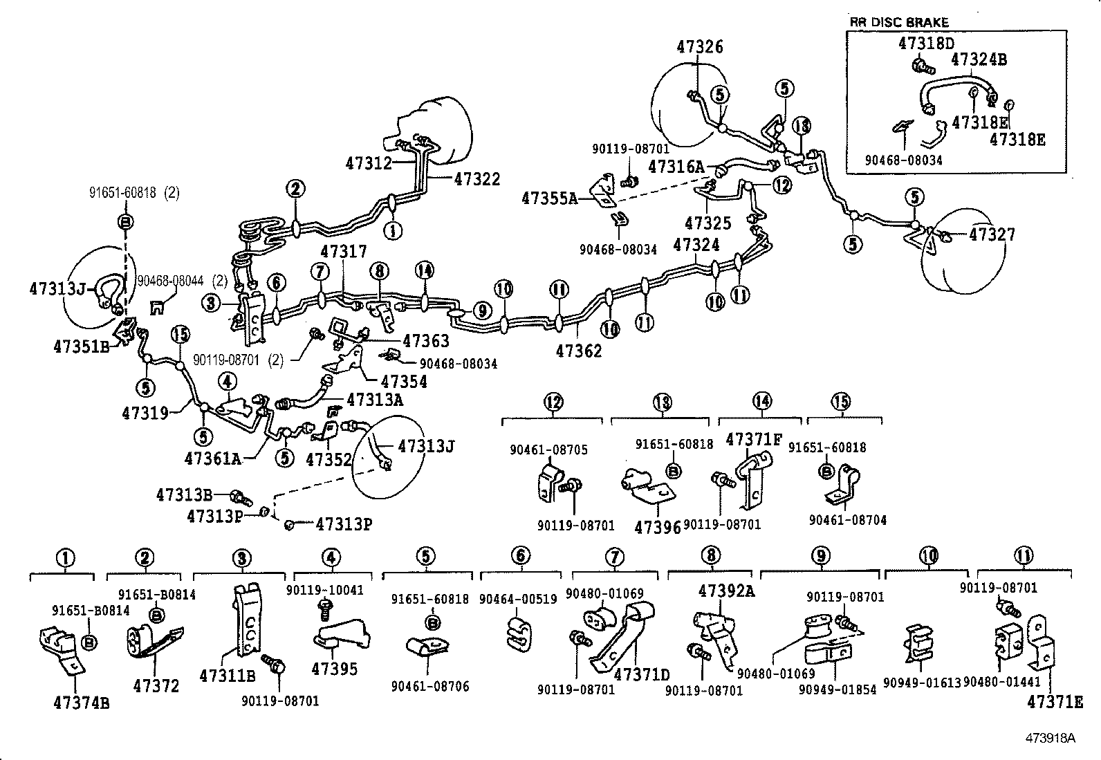 Toyota 47371-60110 CLAMP, BRAKE TUBE, NO.8