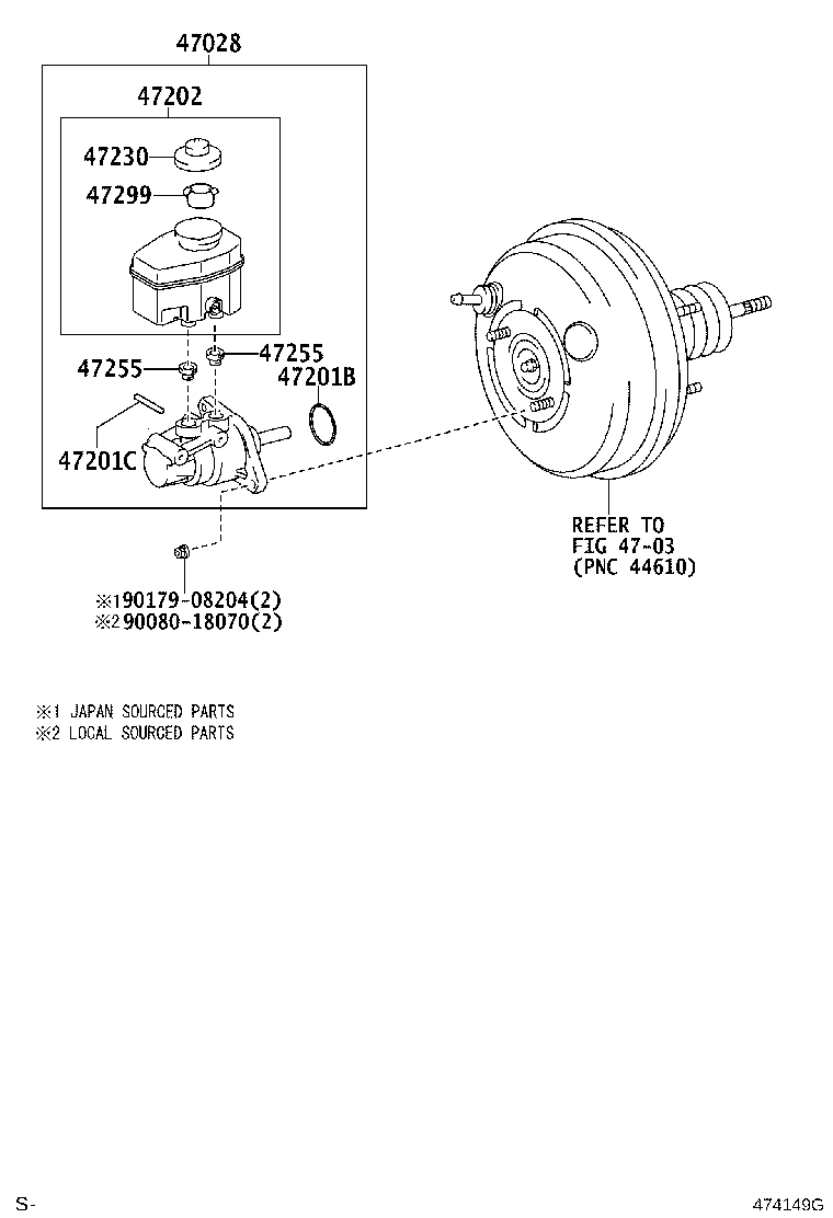 Toyota 47050-04110 BRAKE BOOSTER ASSY, W/MASTER CYLINDER
