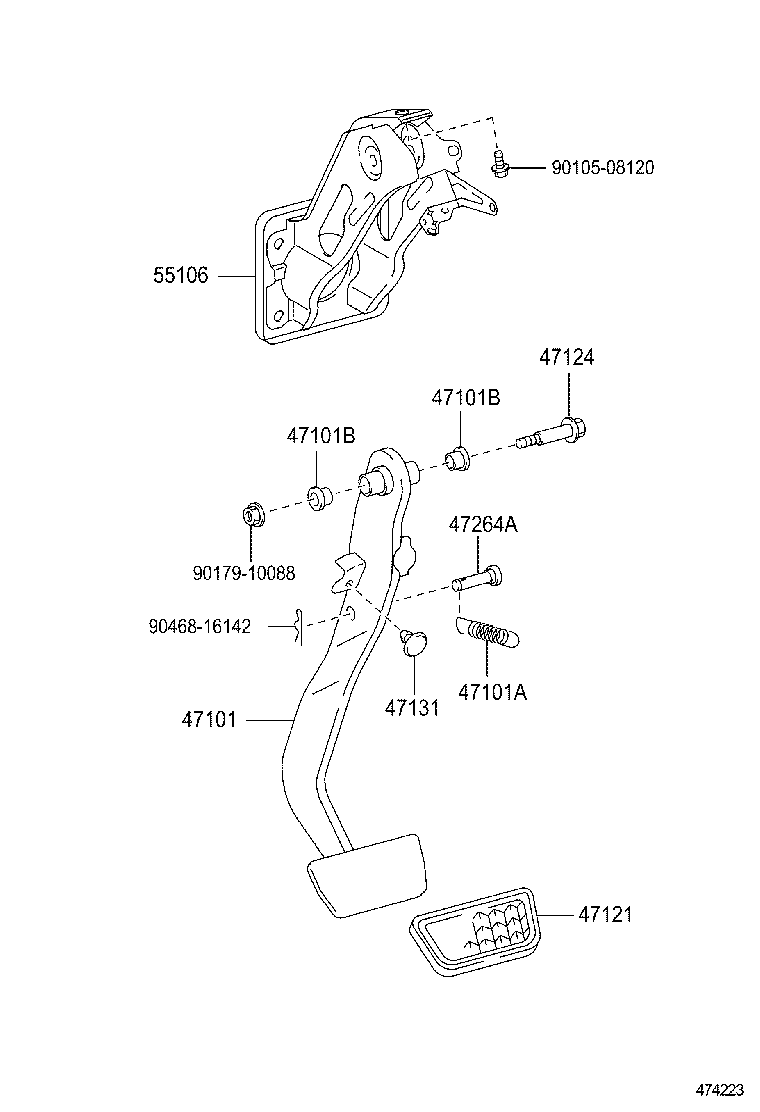 47101-52220 PEDAL SUB-ASSY, BRAKE product image