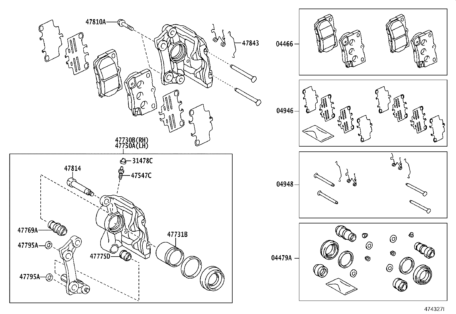 04479-30440 CYLINDER KIT, DISC BRAKE, REAR product image
