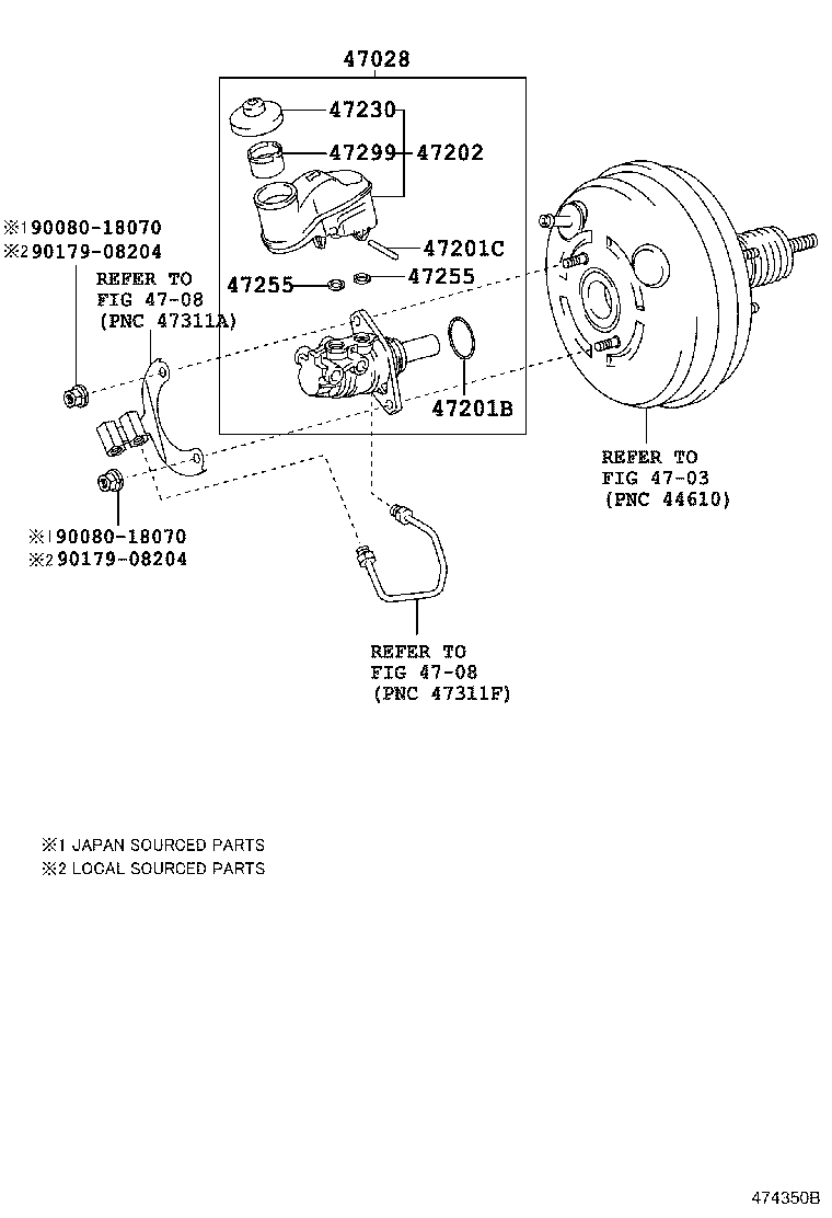 47028-07010 CYLINDER SUB-ASSY, BRAKE MASTER W/PLATE product image