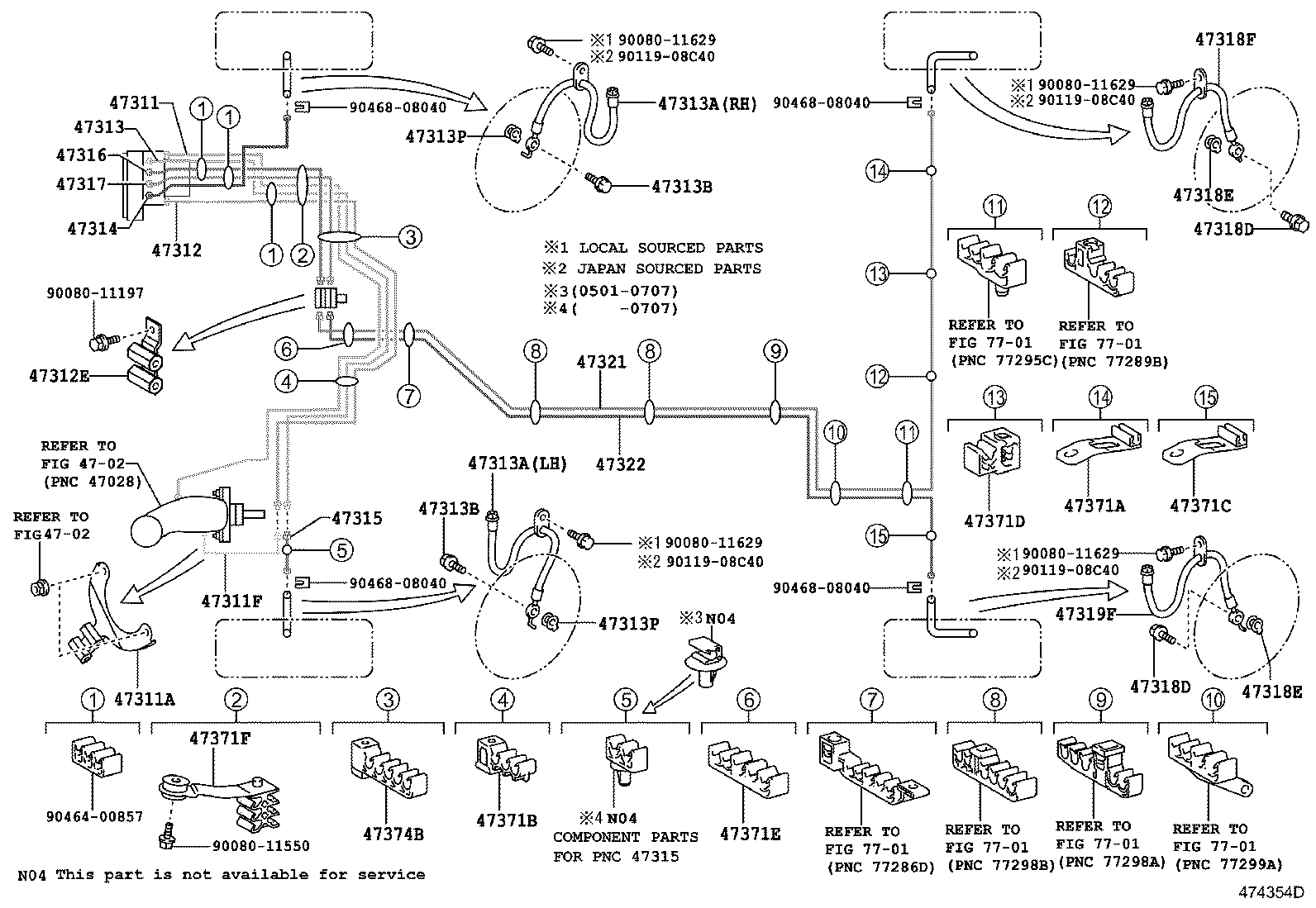 Toyota 47314-07040 TUBE, FRONT BRAKE, NO.4