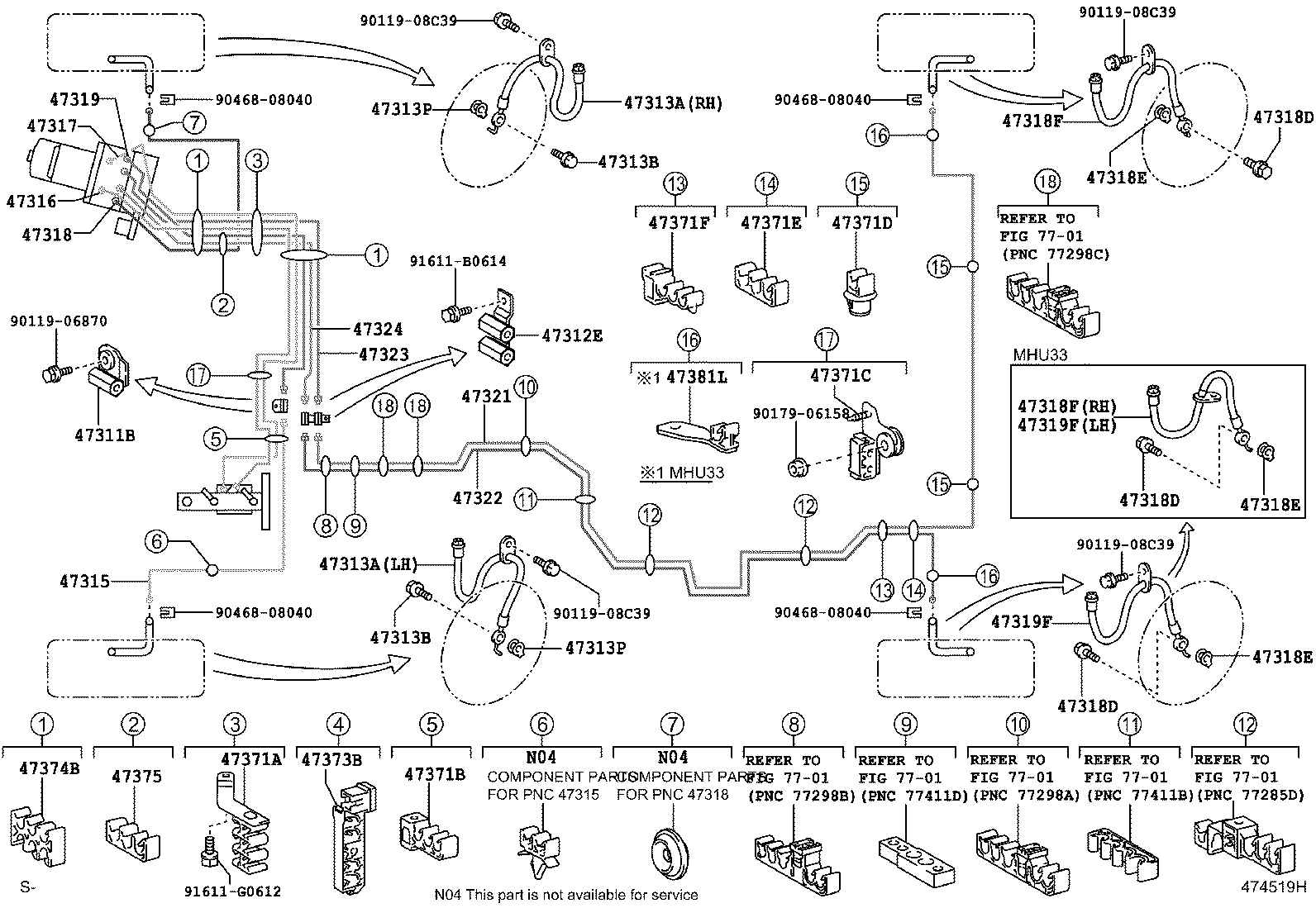 Toyota 90949-04038 CLAMP, BRAKE TUBE, NO.7