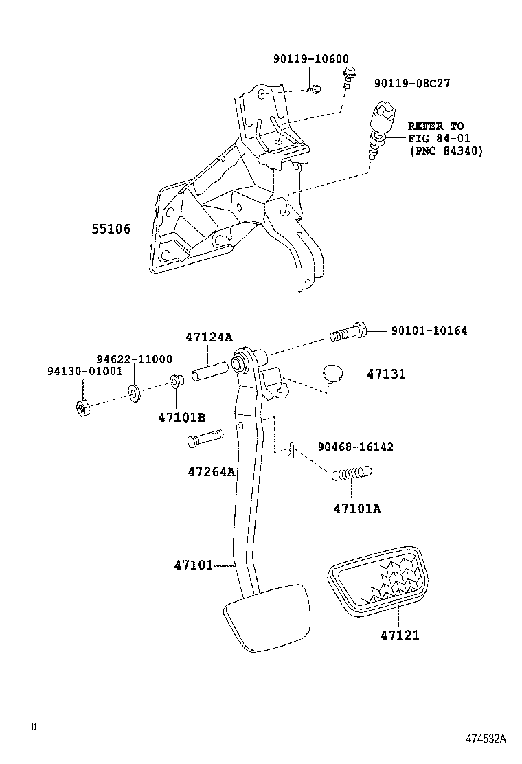 Toyota 55106-48112 SUPPORT SUB-ASSY, BRAKE PEDAL