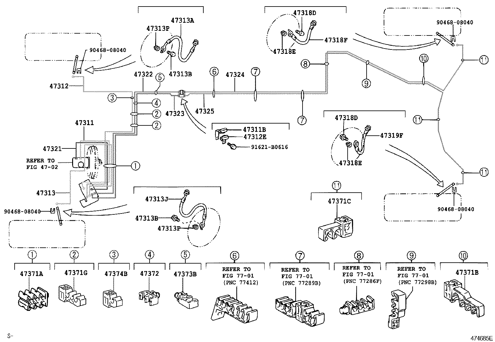 Toyota 90949-01D08 CLAMP, BRAKE TUBE, NO.11