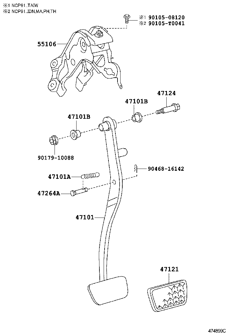 47101-0D150 PEDAL SUB-ASSY, BRAKE product image