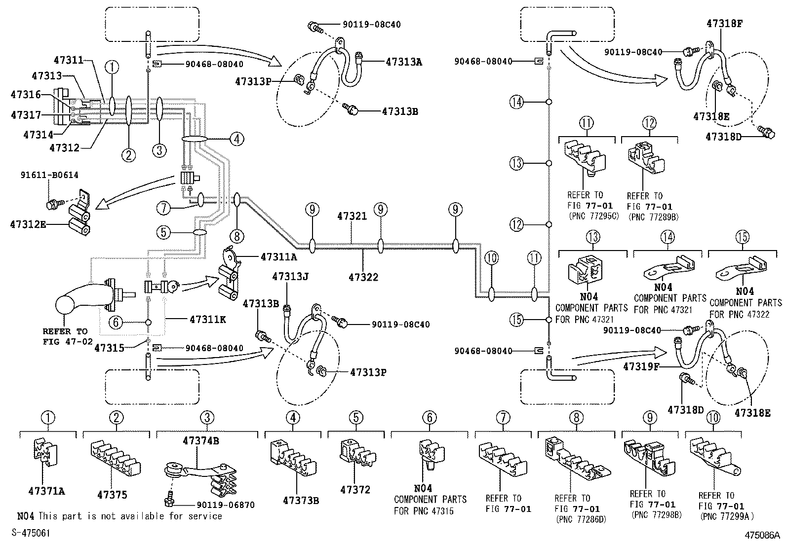 Toyota 47314-33130 TUBE, FRONT BRAKE, NO.4