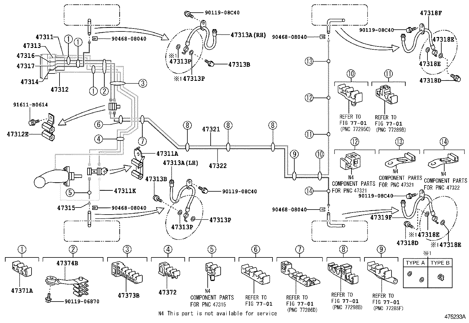 47311-06160 TUBE, FRONT BRAKE, NO.1 product image