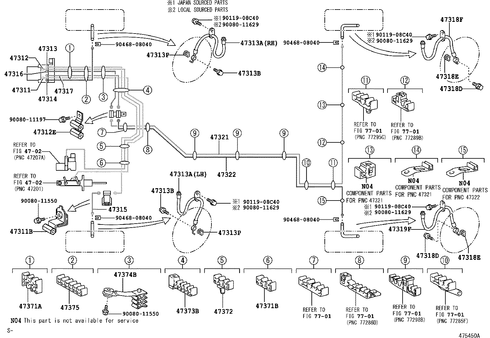 Toyota 47314-06240 TUBE, FRONT BRAKE, NO.4