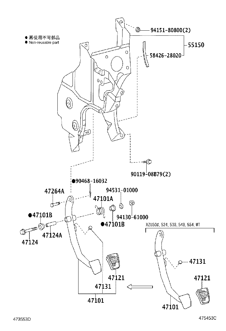 55150-37140 BRACKET ASSY, PEDAL product image