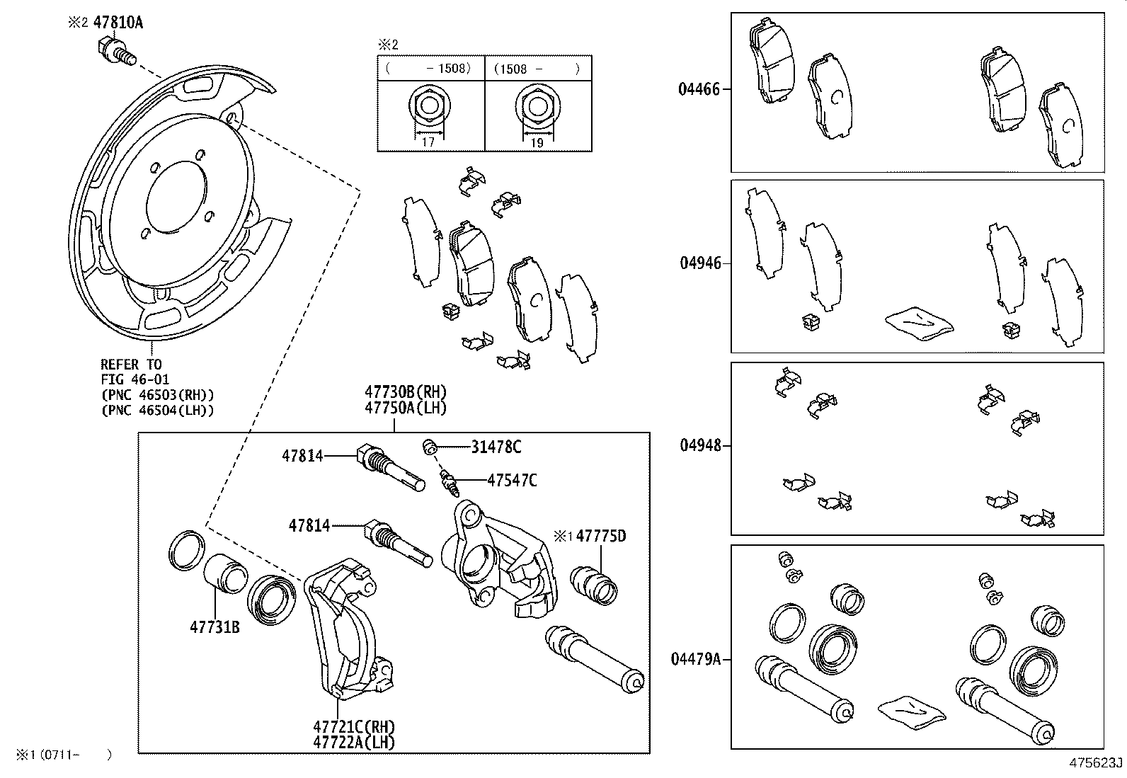 Toyota 04466-0C010 PAD KIT, DISC BRAKE, REAR