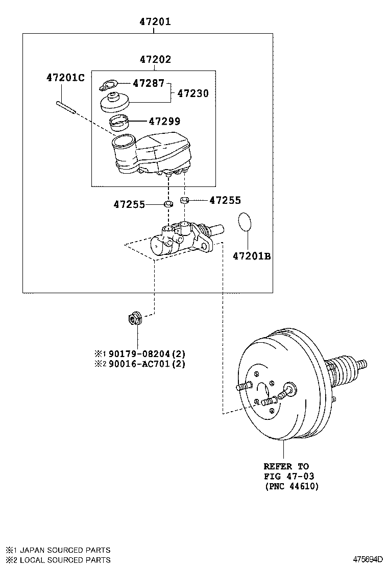 47201-52260 CYLINDER SUB-ASSY, BRAKE MASTER product image