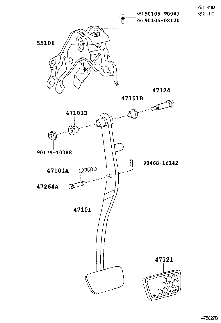 47101-0D200 PEDAL SUB-ASSY, BRAKE product image
