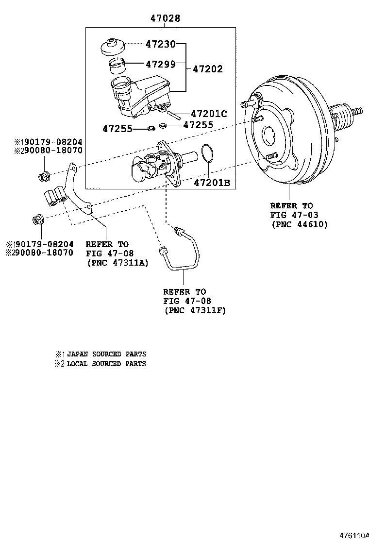 Toyota 47220-07040 RESERVOIR SUB-ASSY, BRAKE MASTER CYLINDER
