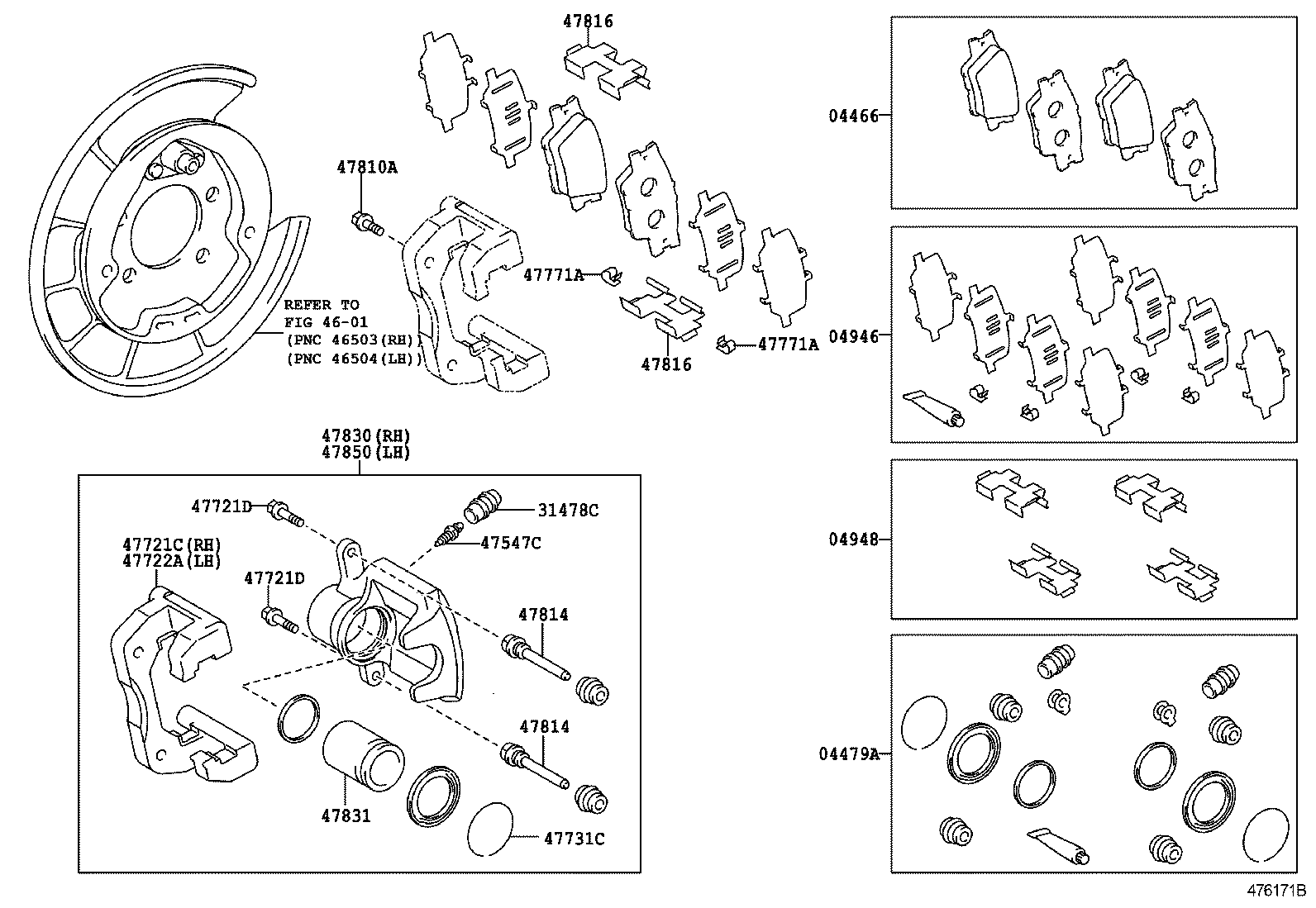 47822-72010 MOUNTING, REAR DISC BRAKE CYLINDER, LH product image