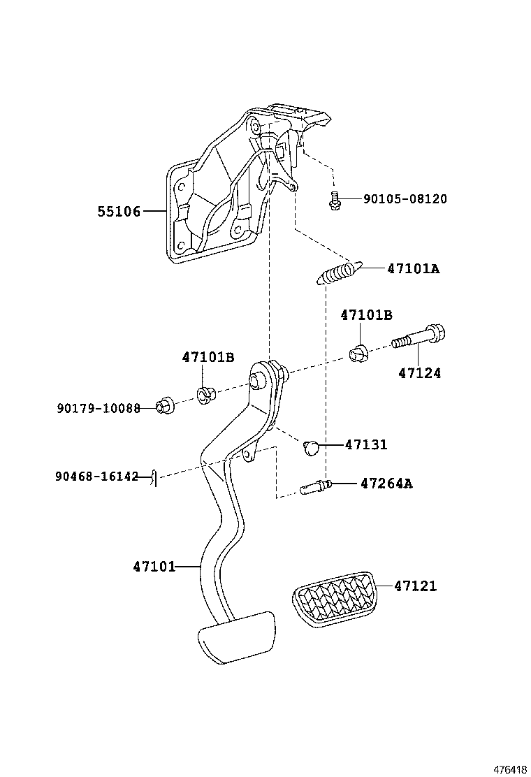 47101-52140 PEDAL SUB-ASSY, BRAKE product image