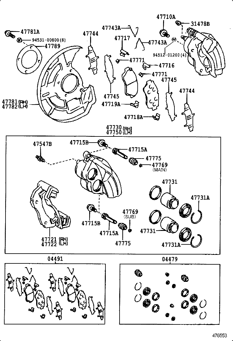 47730-40081 CYLINDER ASSY, FRONT DISC BRAKE, RH product image