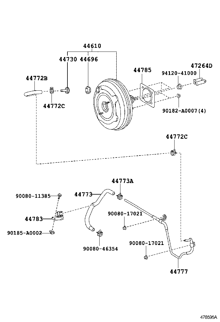 Toyota 44772-06130 HOSE, CHECK VALVE TO BRAKE BOOSTER