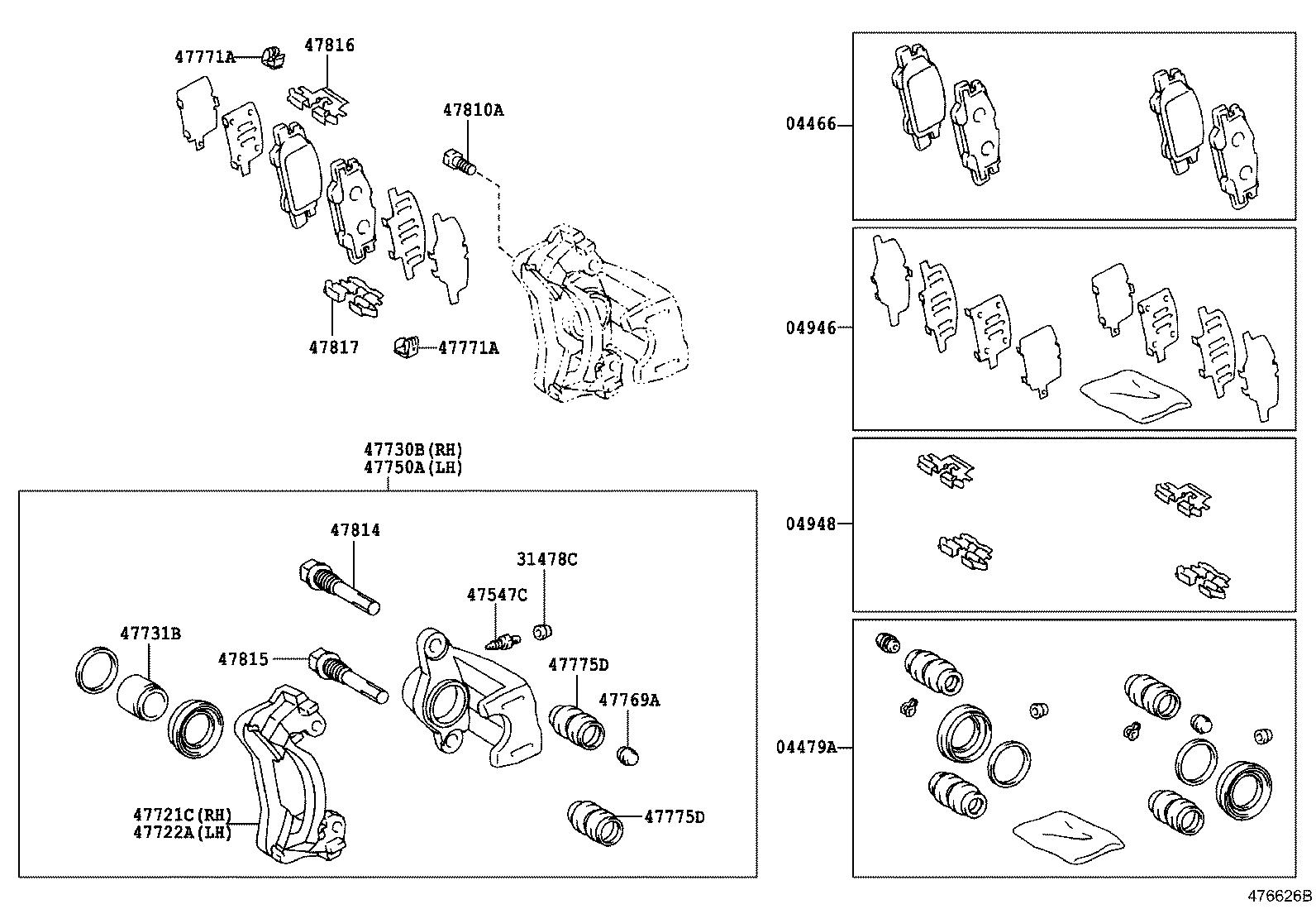 Toyota 04479-0E010 CYLINDER KIT, DISC BRAKE, REAR