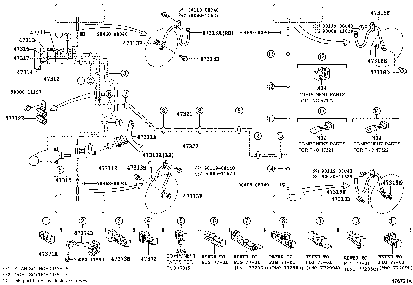 Toyota 90949-A1009 CLAMP, BRAKE TUBE, NO.3