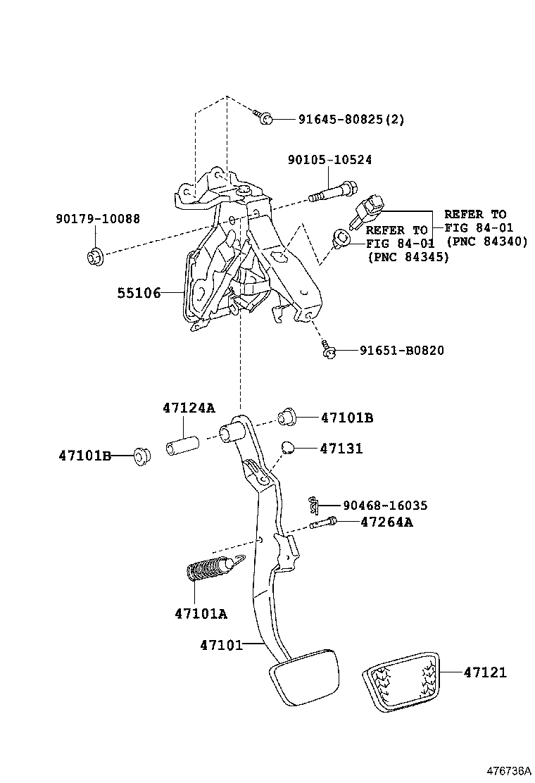 Toyota 47101-33110 PEDAL SUB-ASSY, BRAKE