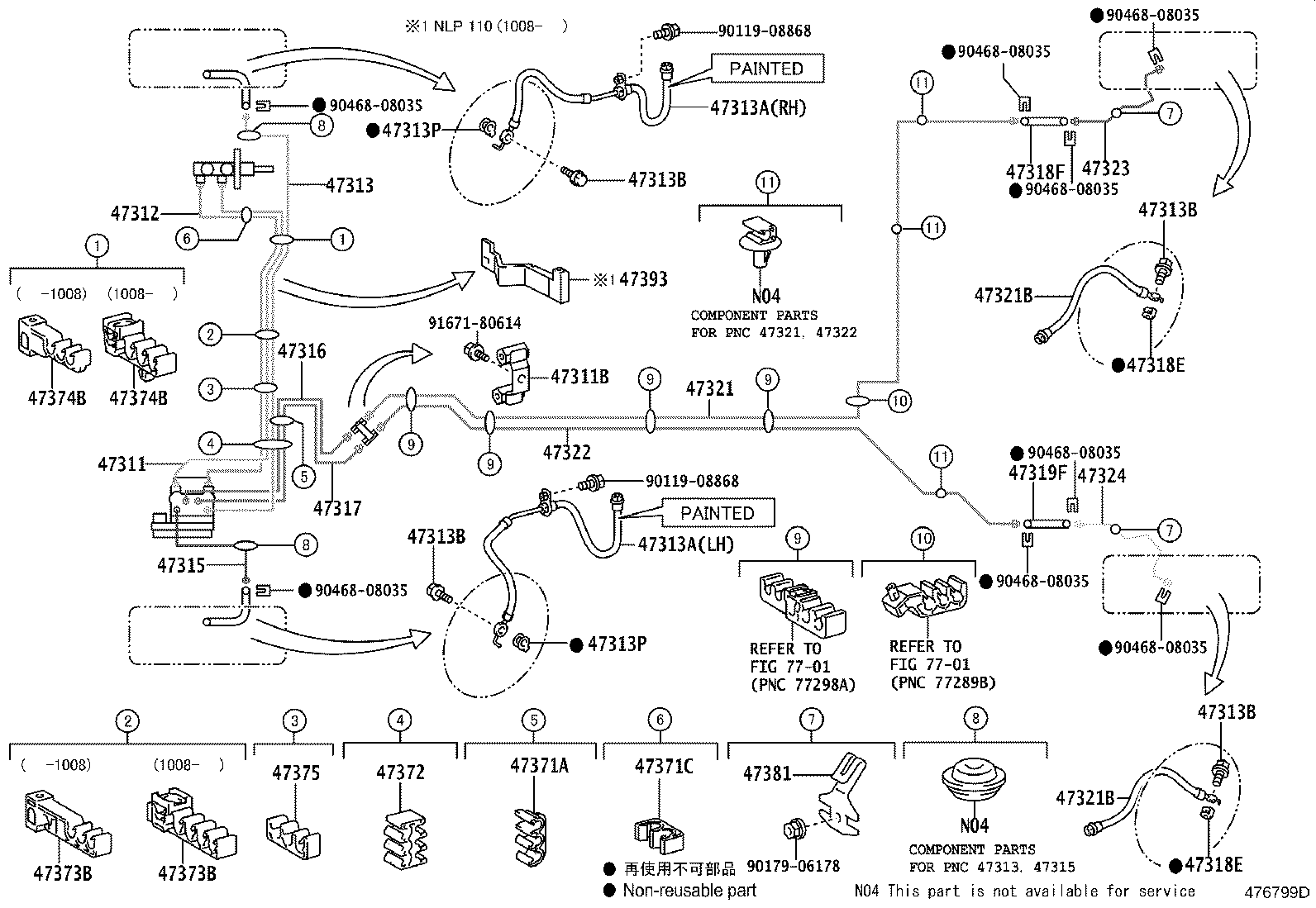 47311-52740 TUBE, FRONT BRAKE, NO.1 product image