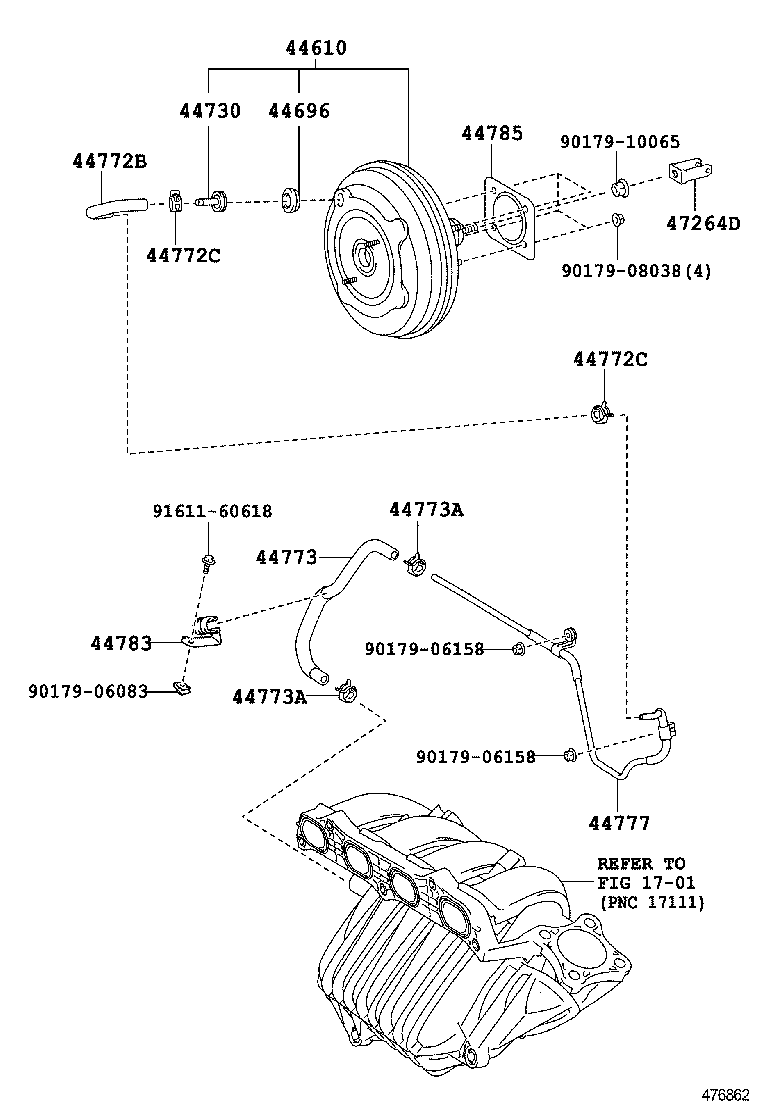 44772-33120 HOSE, CHECK VALVE TO BRAKE BOOSTER product image