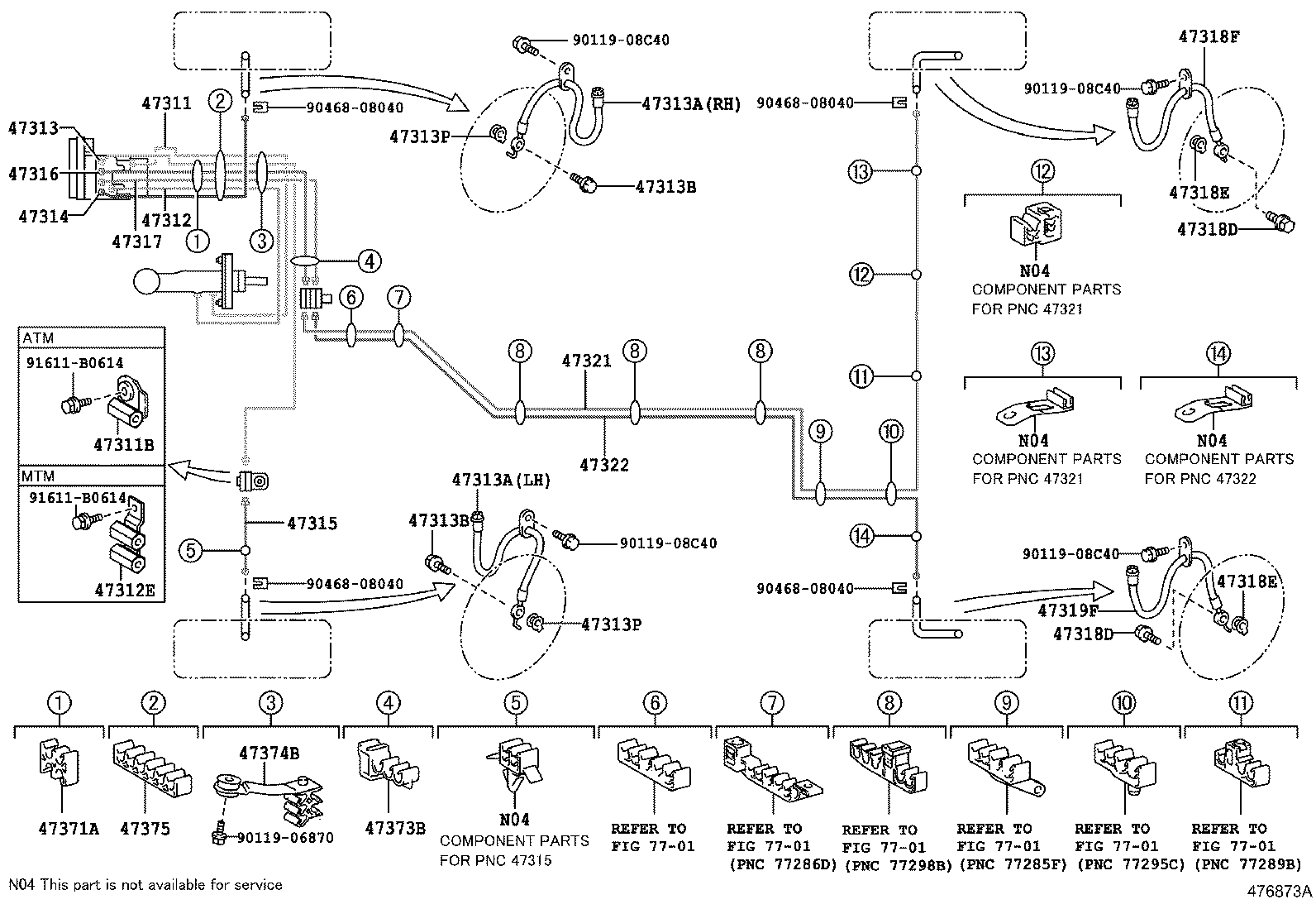 47311-33200 TUBE, FRONT BRAKE, NO.1 product image