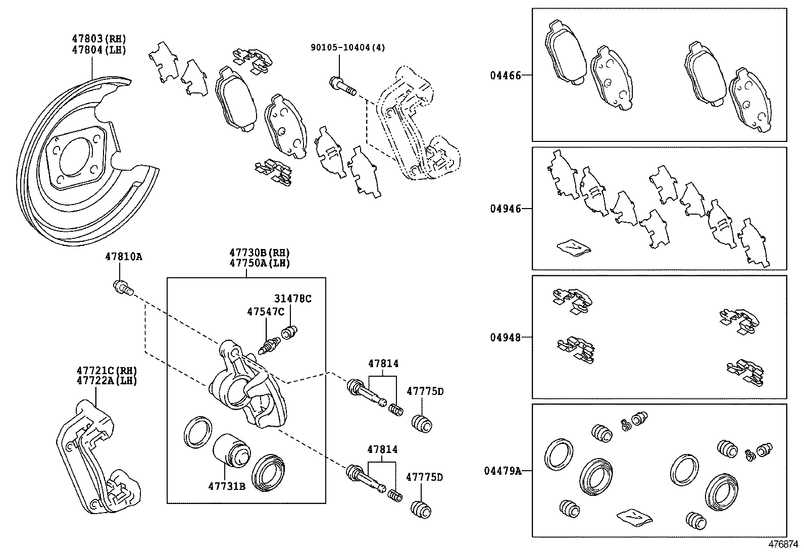 04946-12040 SHIM KIT, ANTI SQUEAL(FOR REAR DISC BRAKE) product image