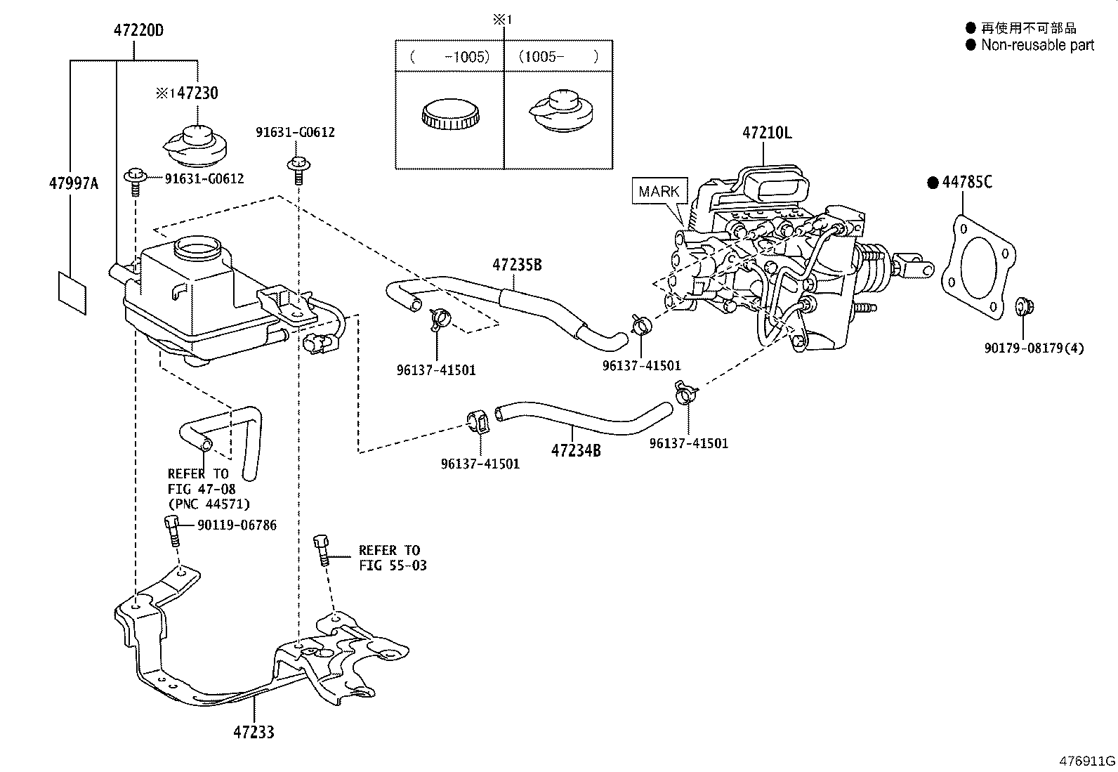 Toyota 47050-47320 BRAKE BOOSTER ASSY, W/MASTER CYLINDER