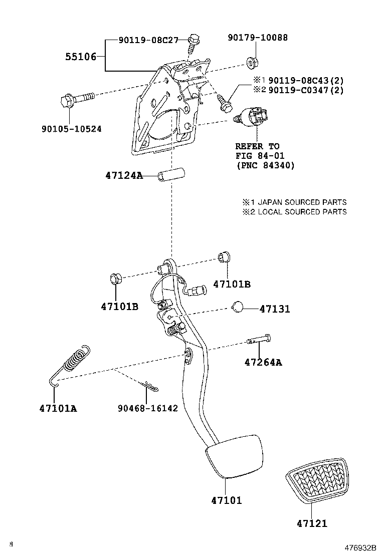 55106-0E030 SUPPORT SUB-ASSY, BRAKE PEDAL product image