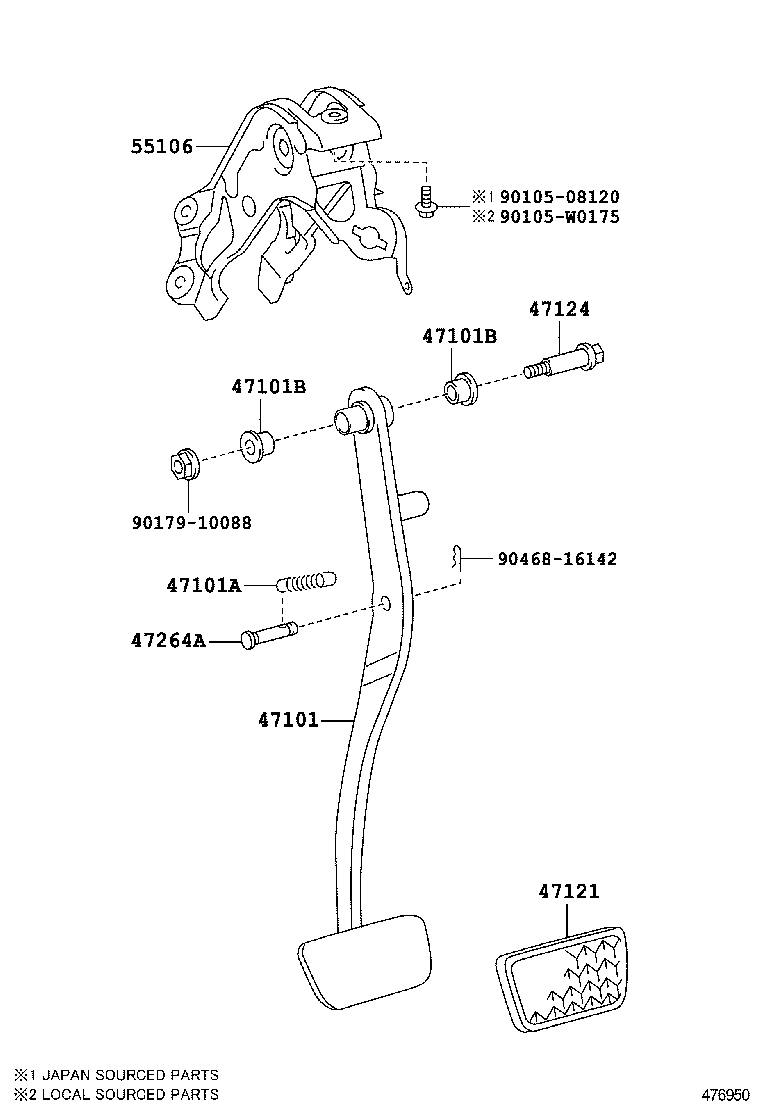 47101-0D080 PEDAL SUB-ASSY, BRAKE product image