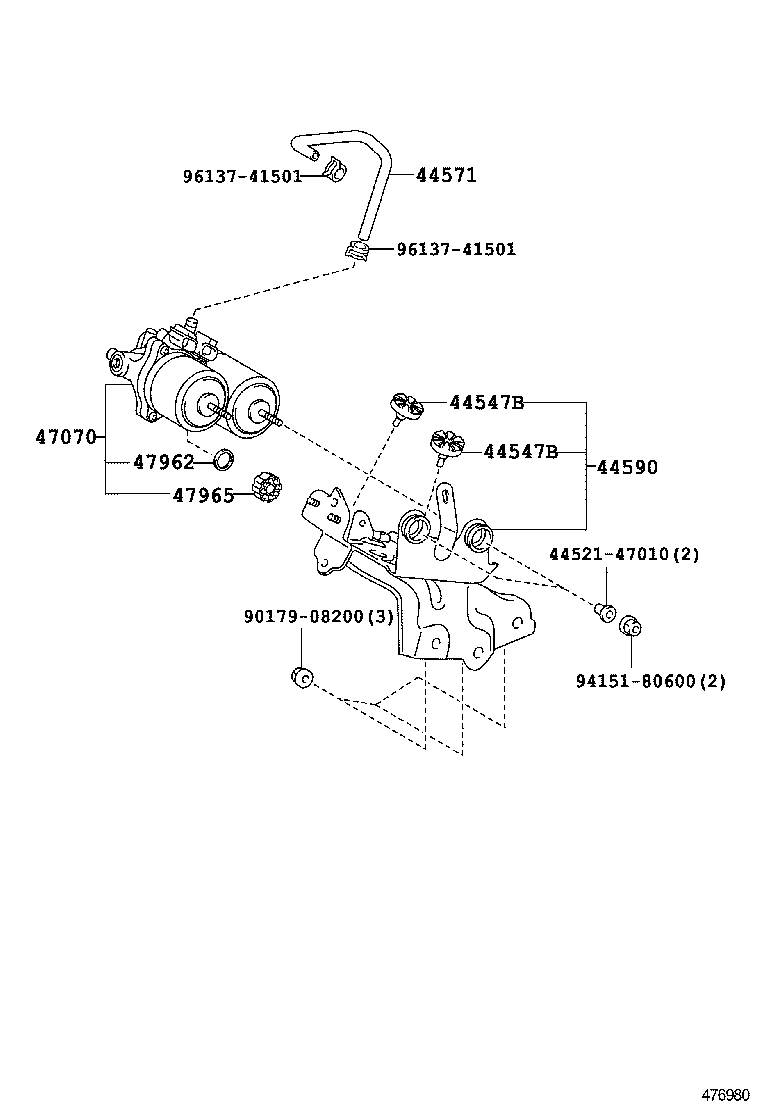 44571-75020 HOSE, BRAKE ACTUATOR product image