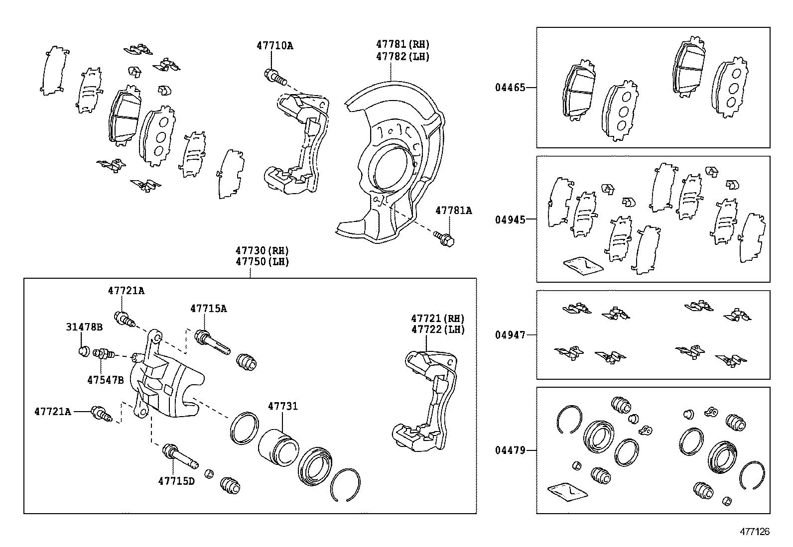 47730-0M010 CYLINDER ASSY, FRONT DISC BRAKE, RH product image