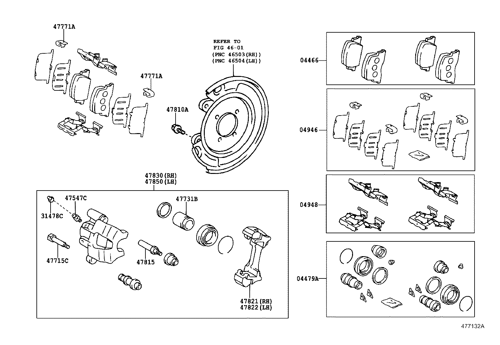 47822-0M010 MOUNTING, REAR DISC BRAKE CYLINDER, LH product image