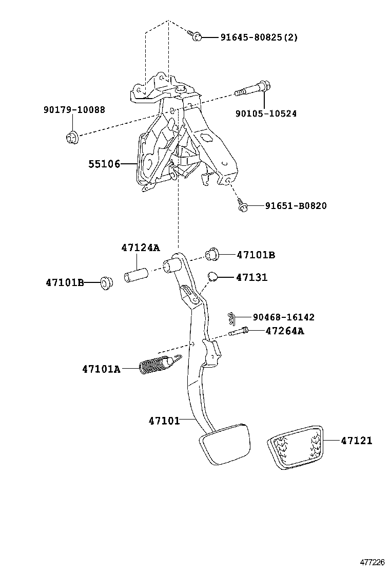 47110-06130 SUPPORT ASSY, BRAKE PEDAL product image