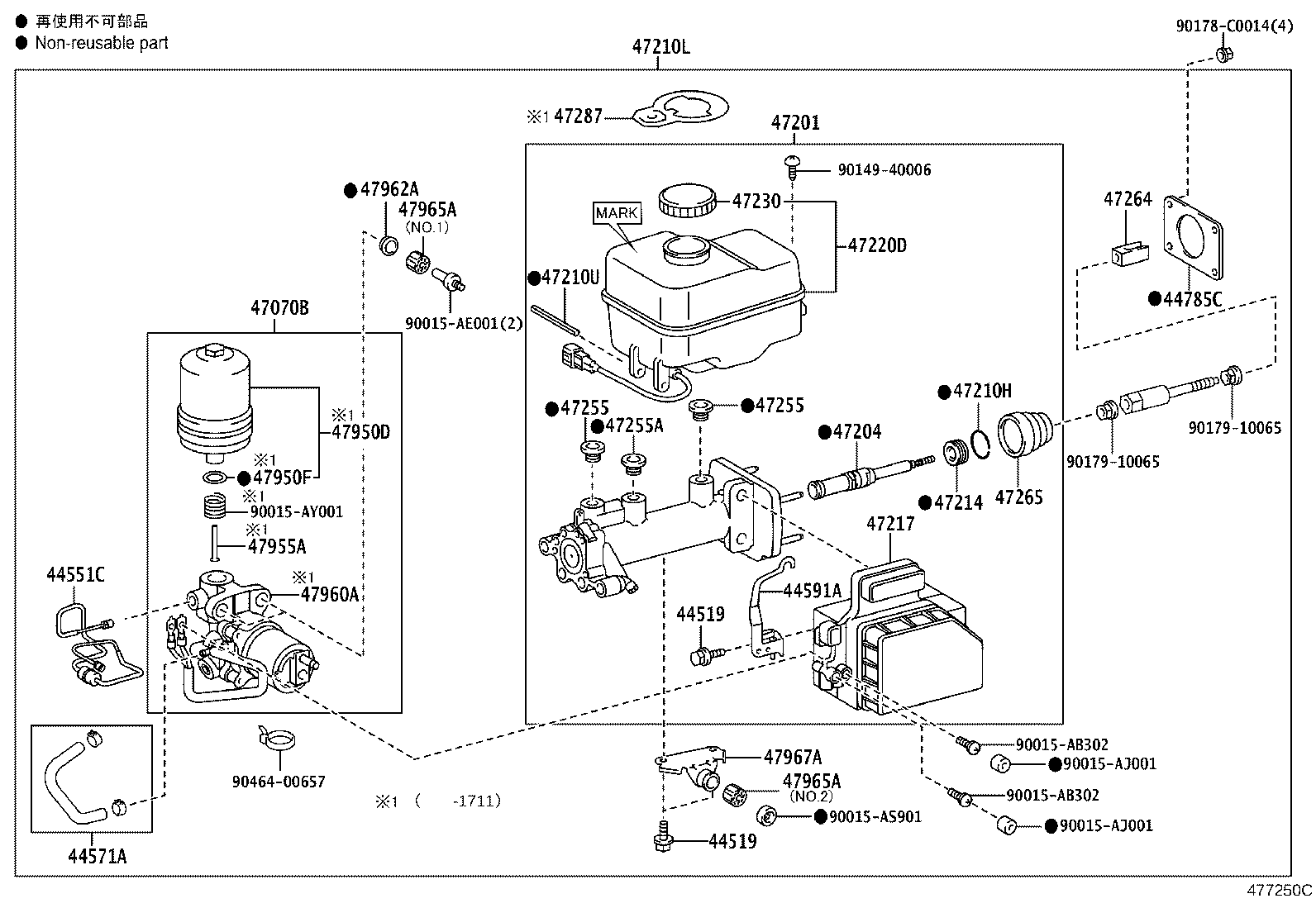 47050-60852 BRAKE BOOSTER ASSY, W/MASTER CYLINDER product image