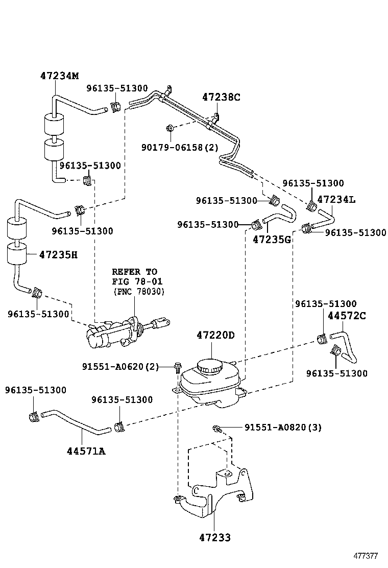 44571-77010 HOSE, BRAKE ACTUATOR, NO.1 product image