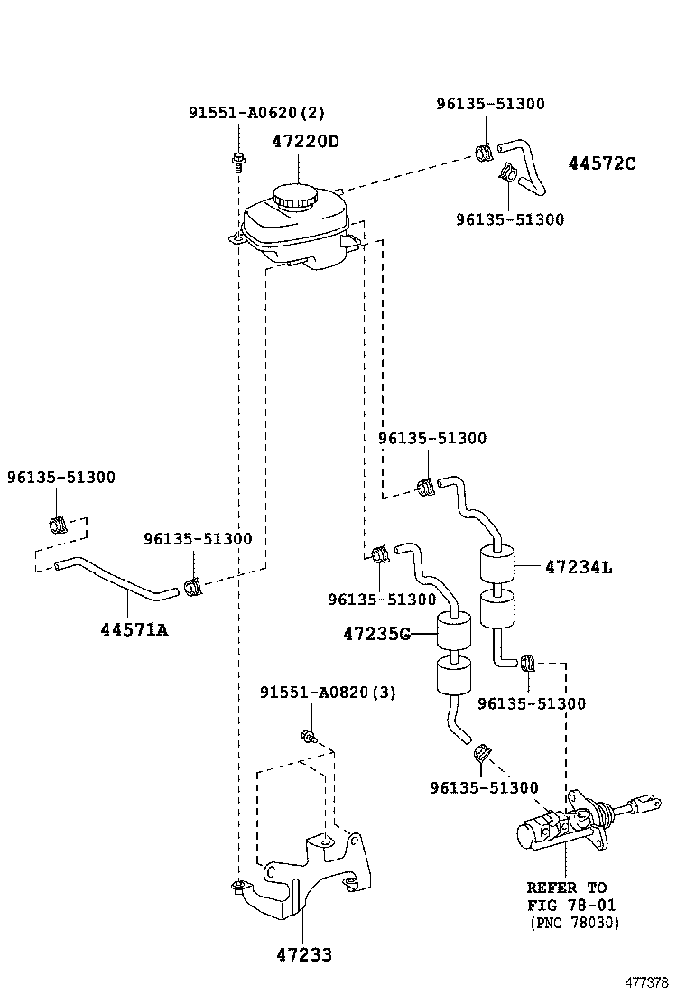 44571-77010 HOSE, BRAKE ACTUATOR, NO.1 product image