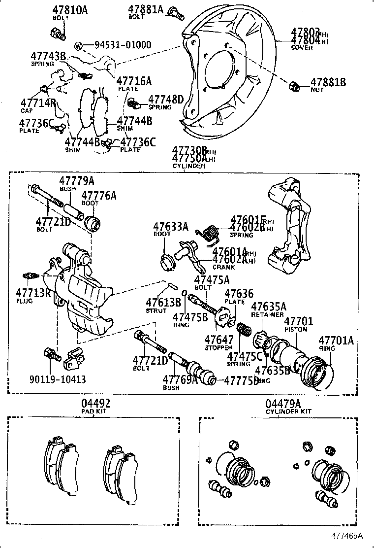 Toyota 04479-12110 CYLINDER KIT, DISC BRAKE, REAR