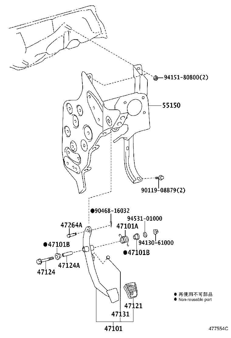 55150-37460 BRACKET ASSY, PEDAL product image