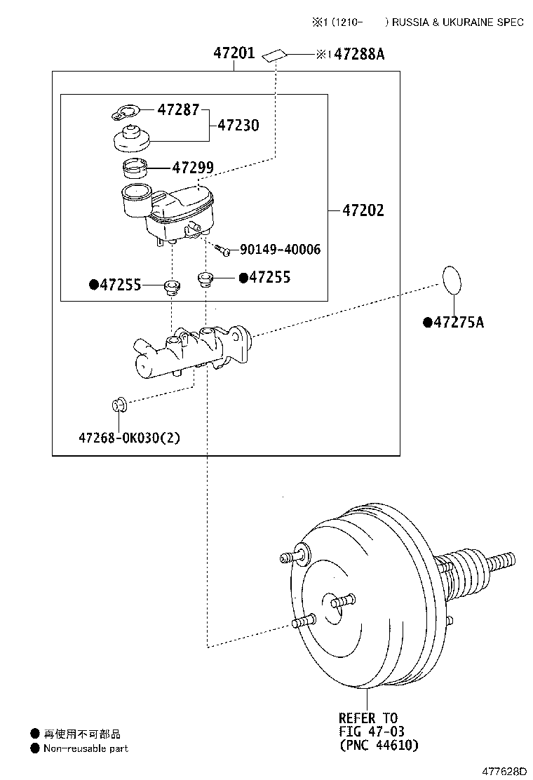 47201-0K151 CYLINDER SUB-ASSY, BRAKE MASTER product image