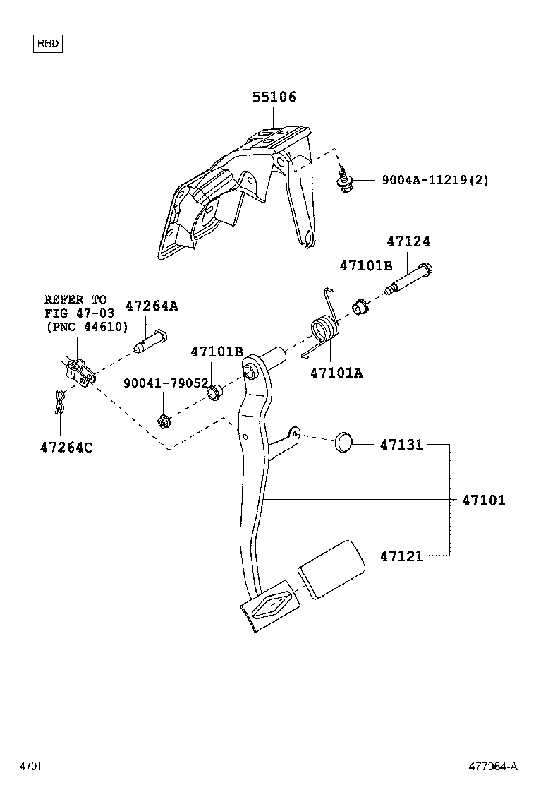 Toyota 47110-BZ181 PEDAL SUB-ASSY, BRAKE