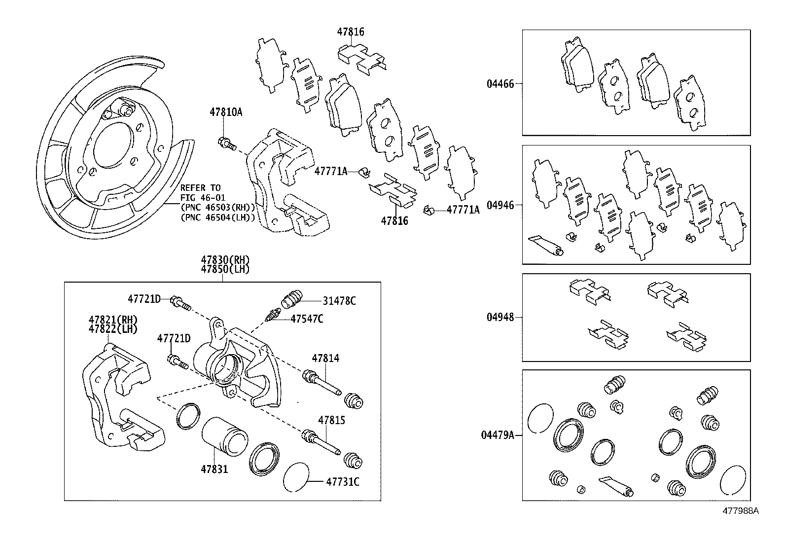 47822-72010 MOUNTING, REAR DISC BRAKE CYLINDER, LH product image
