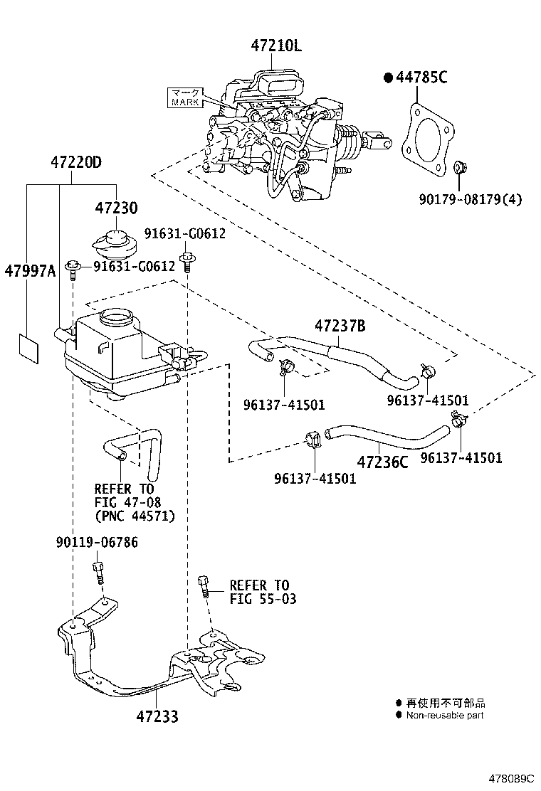 Toyota 47050-47340 BRAKE BOOSTER ASSY, W/MASTER CYLINDER