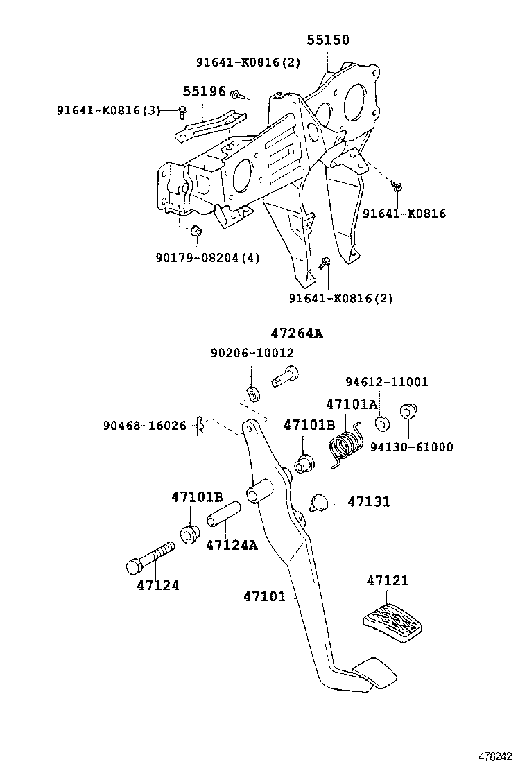 55150-37161 BRACKET ASSY, PEDAL product image