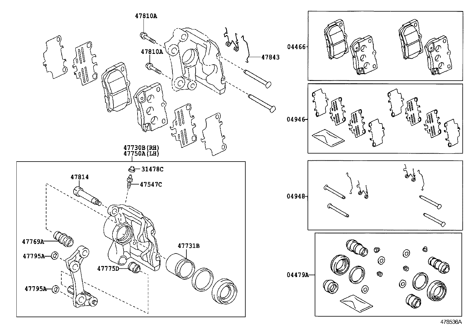 04479-30460 CYLINDER KIT, DISC BRAKE, REAR product image
