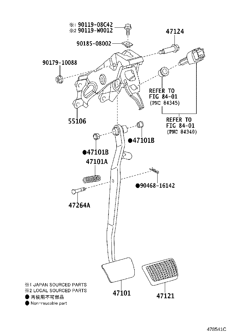 47110-02580 SUPPORT ASSY, BRAKE PEDAL product image